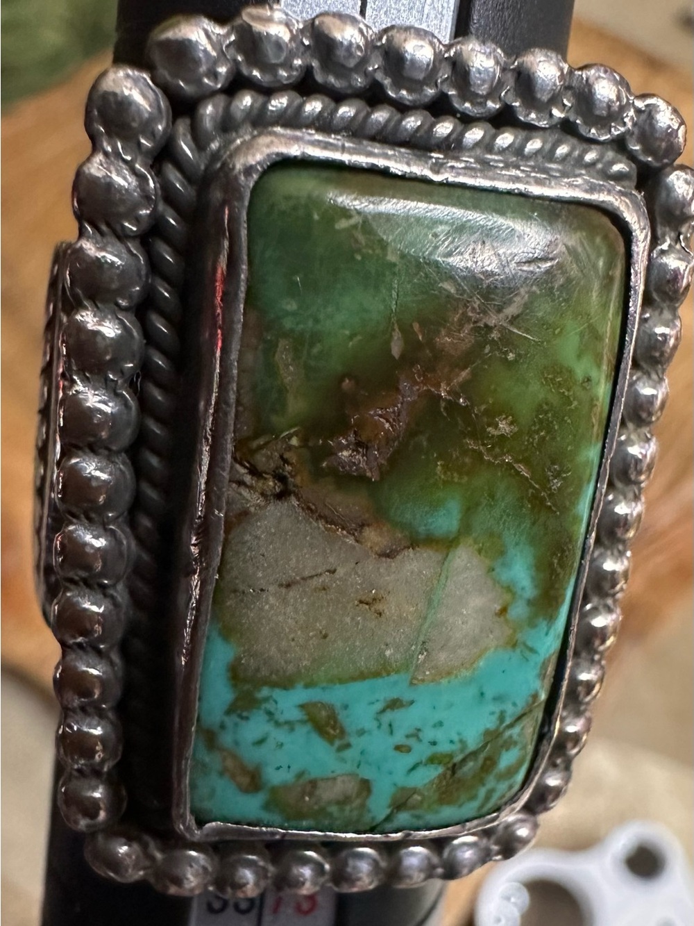 Tony Garcia Navajo Sterling Silver Turquoise Cigar Band Ring
